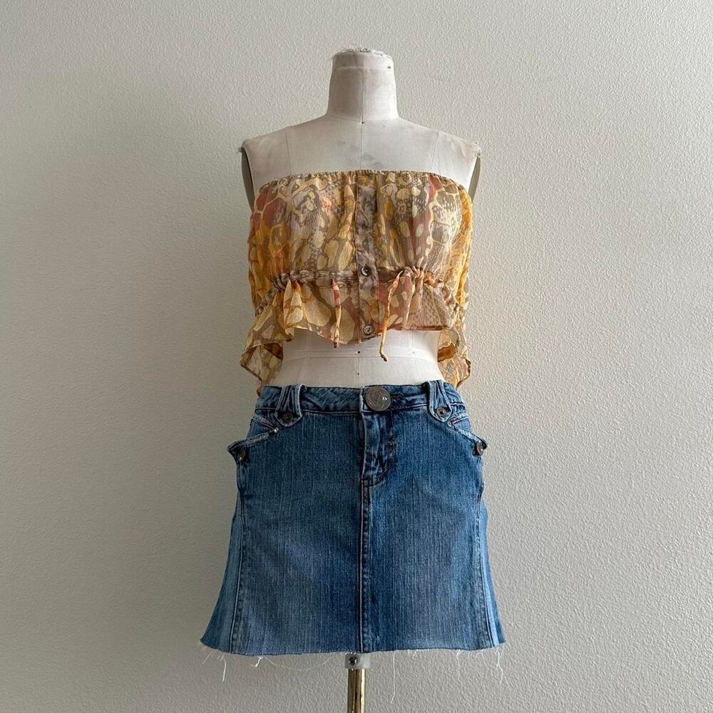 handmade yellow pink abstract retro tube top